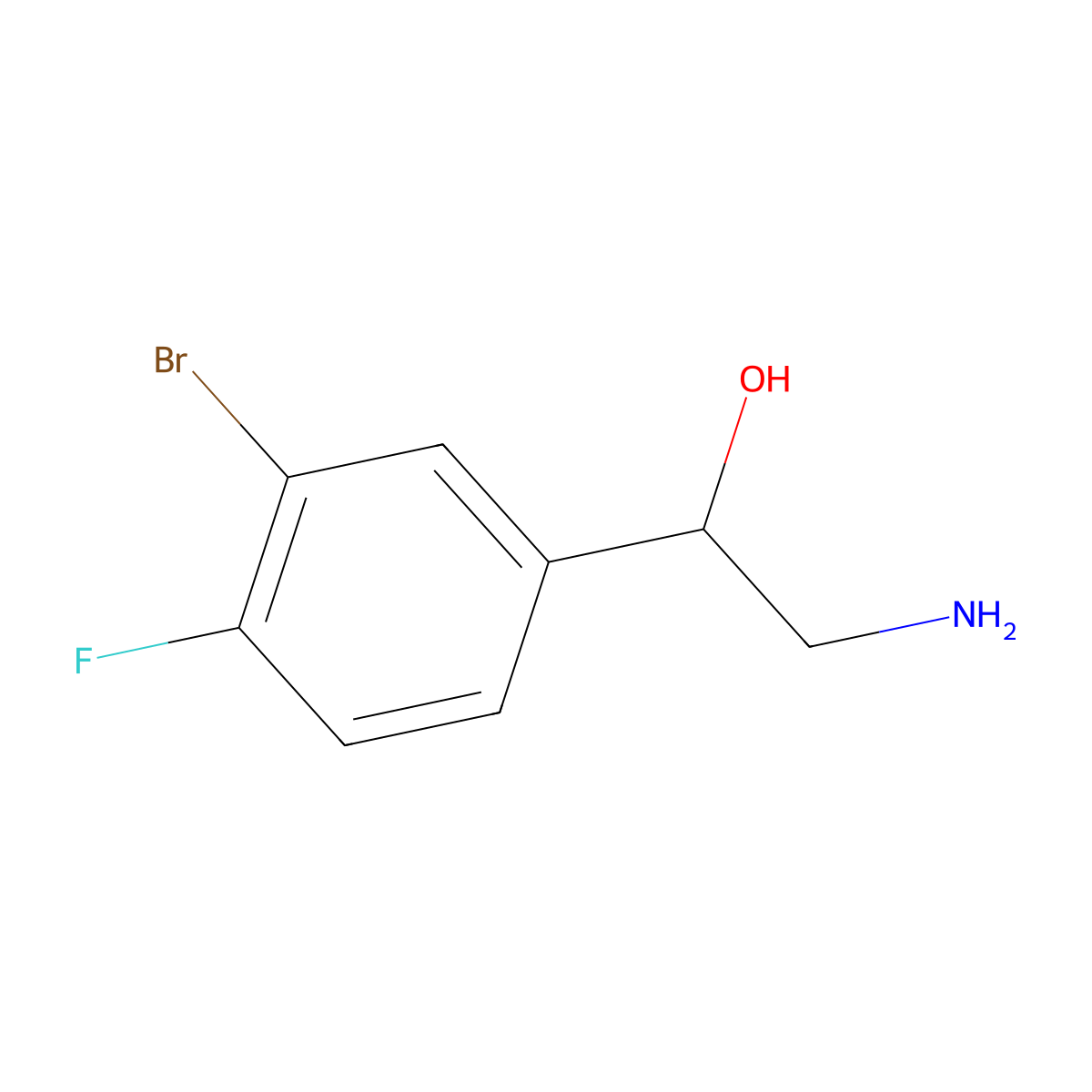 (1S)-2-amino-1-(3-bromo-4-fluorophenyl)ethan-1-ol molecular structure, CAS 1568040-74-3