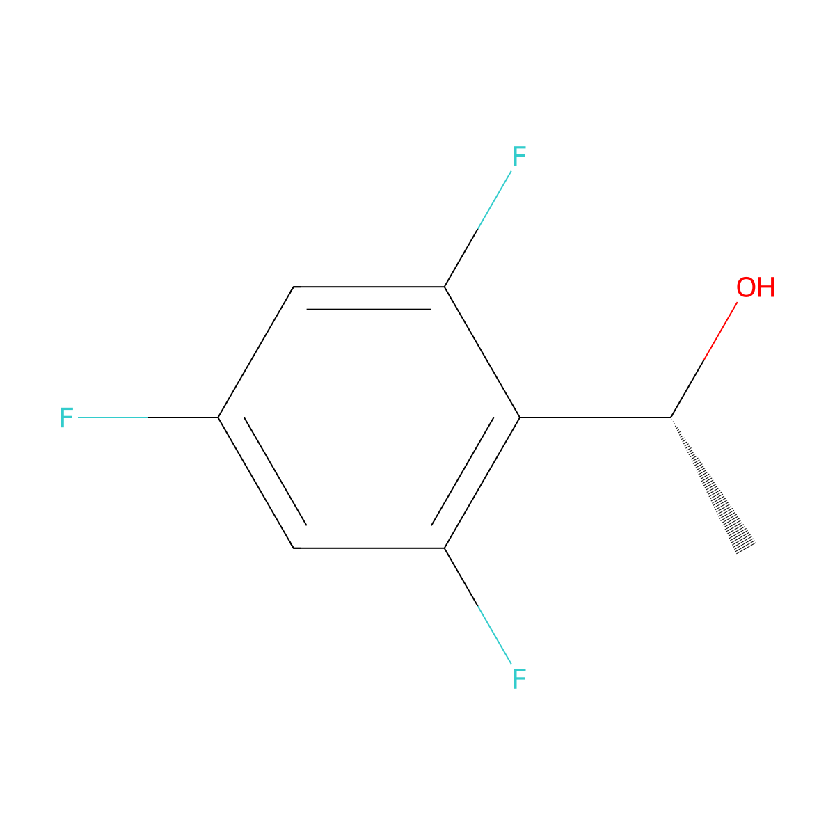 (1R)-1-(2,4,6-trifluorophenyl)ethan-1-ol molecular structure, CAS 1568065-39-3