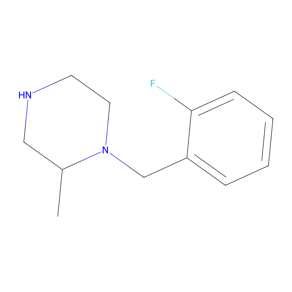 (2S)-1-[(2-fluorophenyl)methyl]-2-methylpiperazine molecular structure, CAS 1568069-28-2