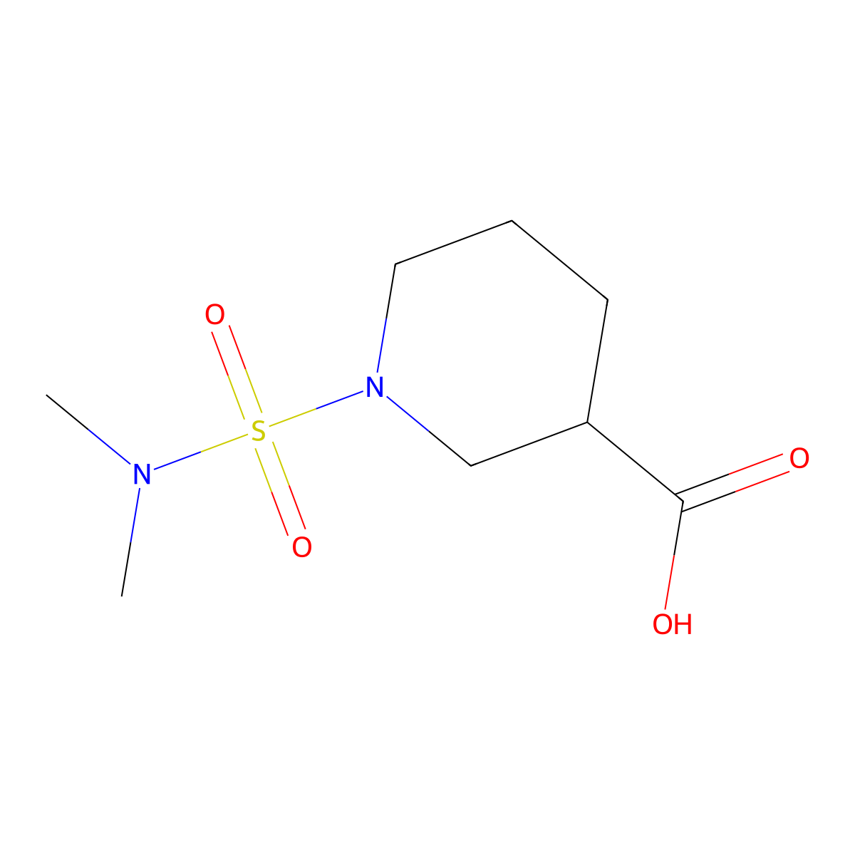 (3S)-1-(dimethylsulfamoyl)piperidine-3-carboxylic acid molecular structure, CAS 1568072-68-3