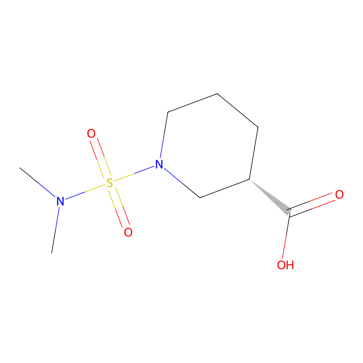 (3S)-1-(dimethylsulfamoyl)piperidine-3-carboxylic acid molecular structure, CAS 1568072-68-3