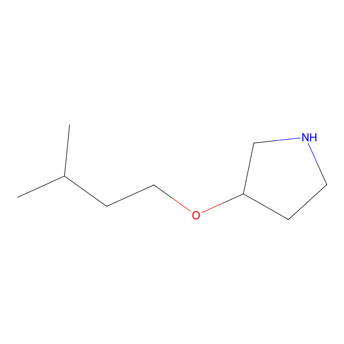 (3R)-3-(3-methylbutoxy)pyrrolidine molecular structure, CAS 1568073-41-5