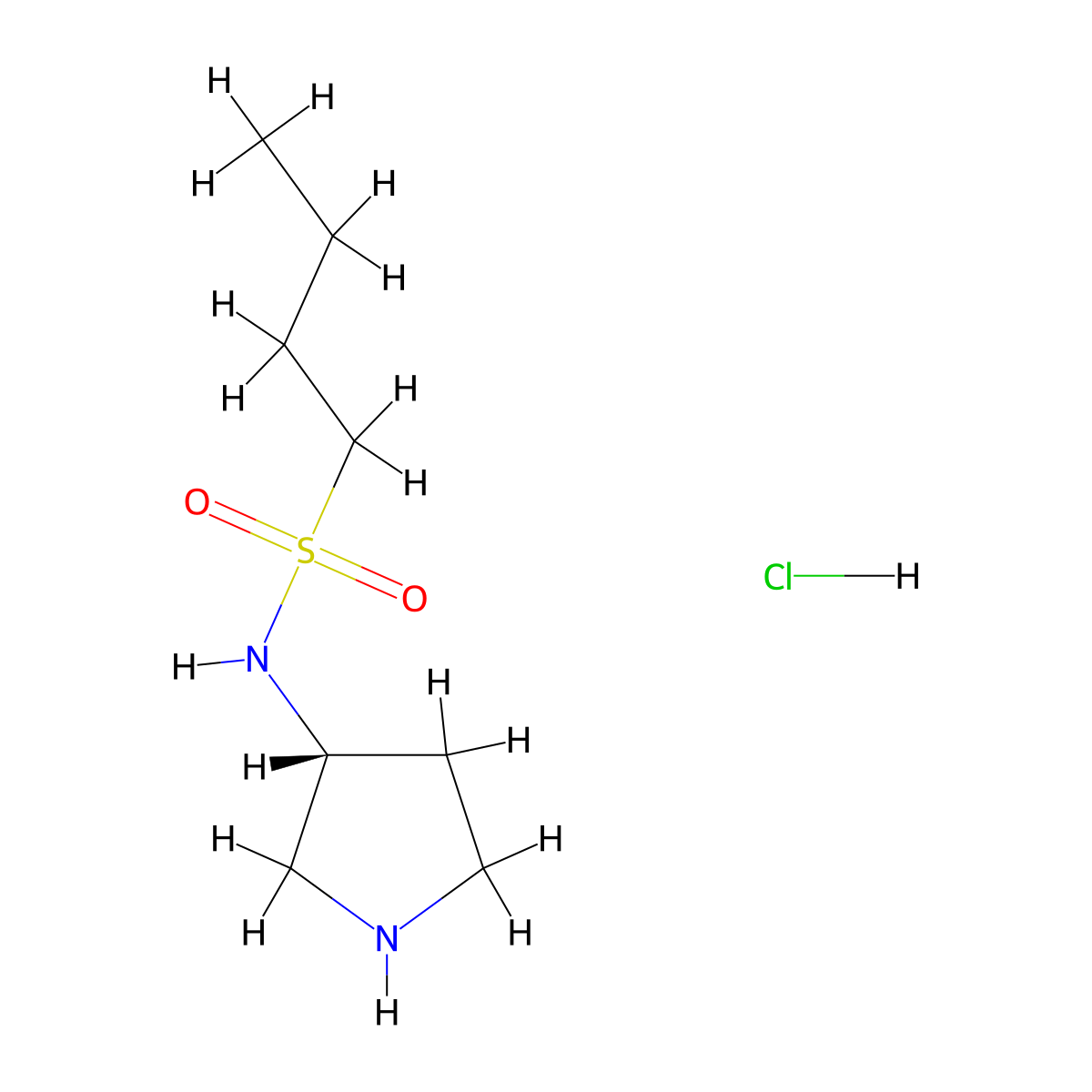 (R)-N-(pyrrolidin-3-yl)butane-1-sulfonamide hydrochloride molecular structure, CAS 1568079-36-6
