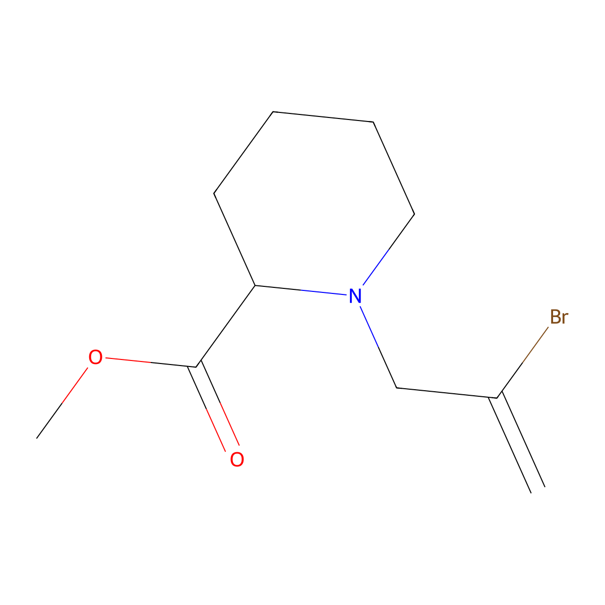 methyl (2R)-1-(2-bromoprop-2-en-1-yl)piperidine-2-carboxylate molecular structure, CAS 1568079-65-1