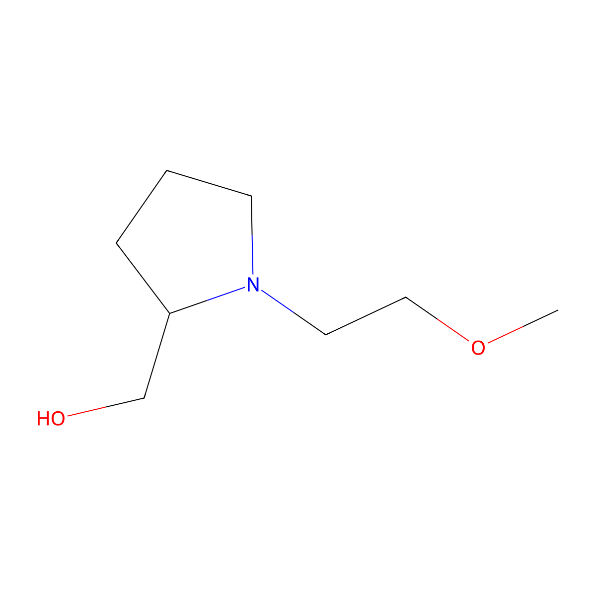 ((2S)-1-(2-methoxyethyl)pyrrolidin-2-yl)methanol molecular structure, CAS 1568082-68-7