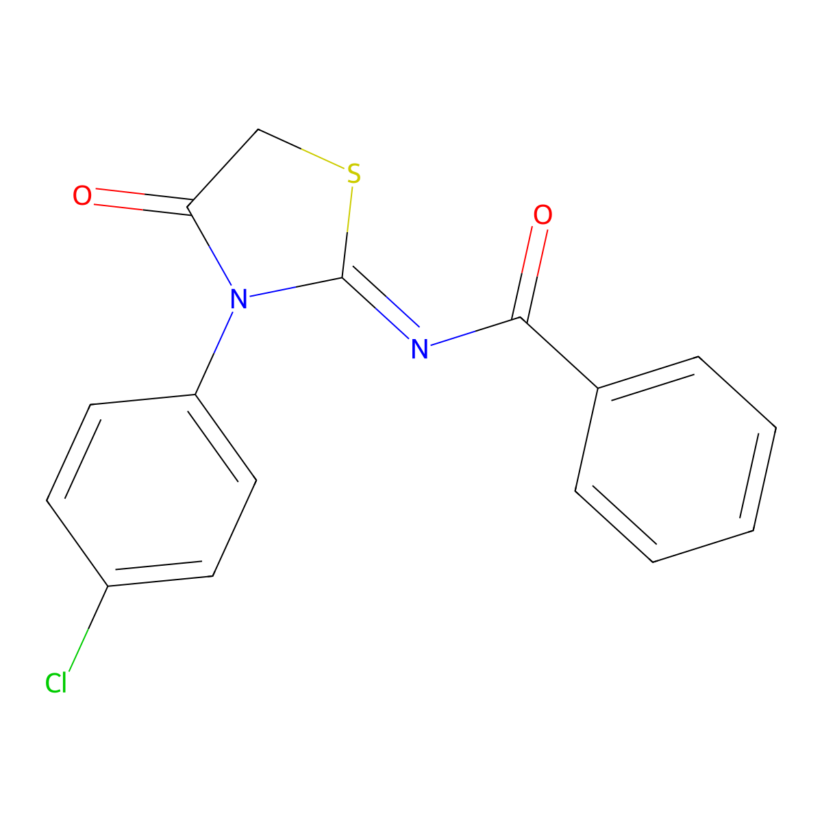 N-[(2Z)-3-(4-chlorophenyl)-4-oxo-1,3-thiazolidin-2-ylidene]benzamide molecular structure, CAS 156809-40-4