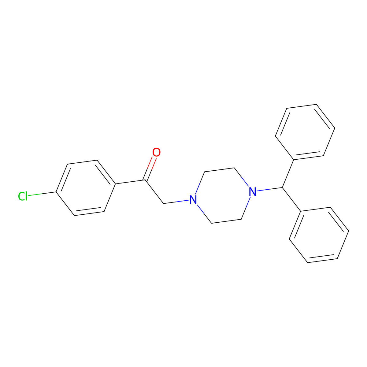 2-(4-Benzhydrylpiperazin-1-yl)-1-(4-chlorophenyl)ethanone molecular structure, CAS 156809-99-3