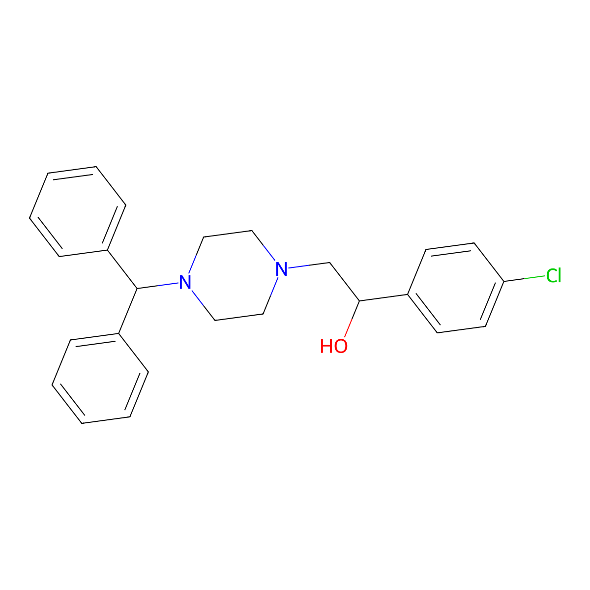 2-(4-Benzhydrylpiperazin-1-yl)-1-(4-chlorophenyl)ethanol molecular structure, CAS 156810-00-3