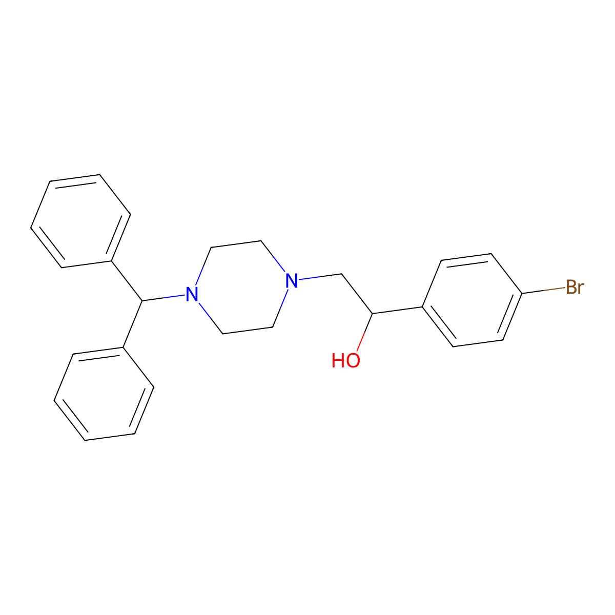 2-(4-Benzhydrylpiperazin-1-yl)-1-(4-bromophenyl)ethanol molecular structure, CAS 156810-04-7