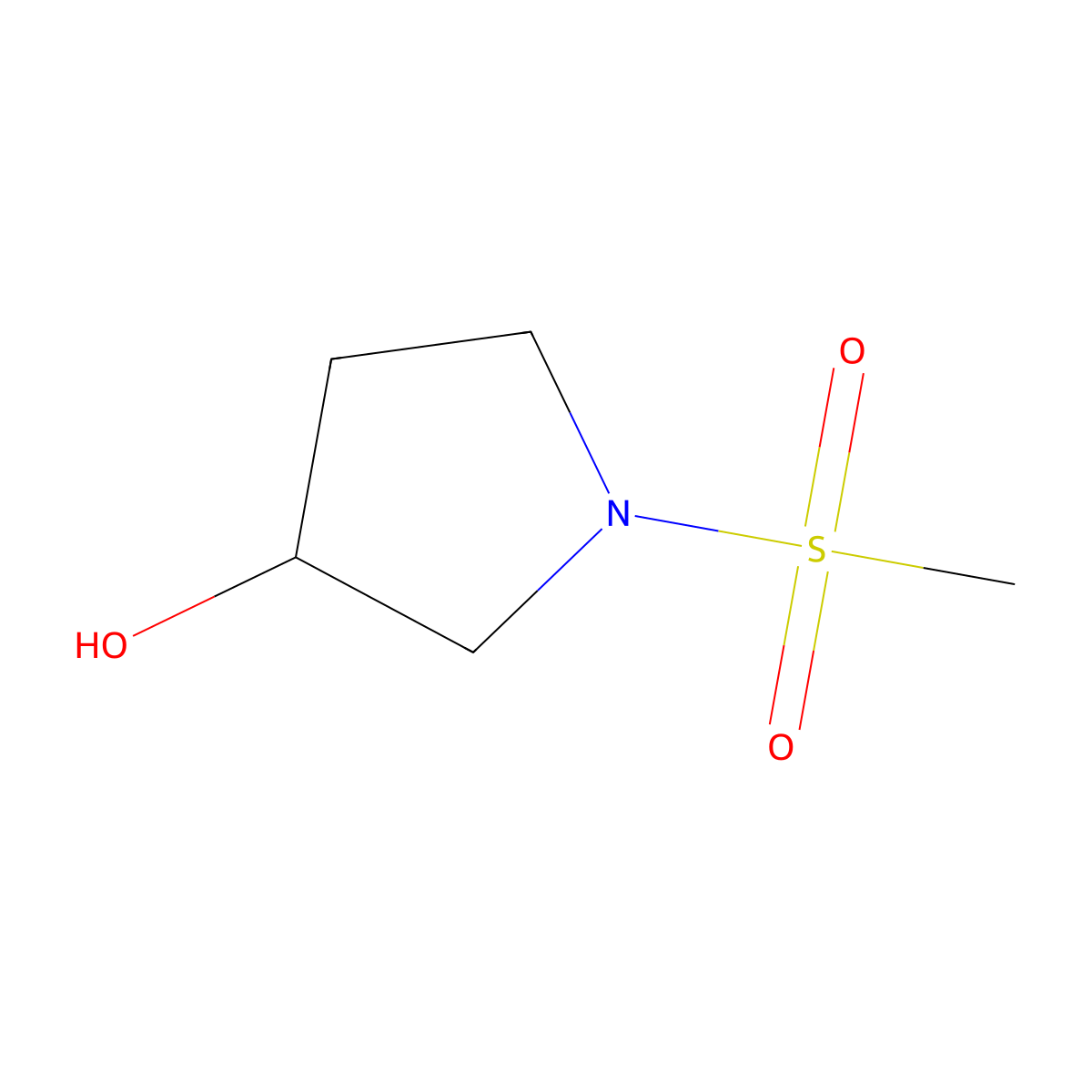 (3R)-1-methanesulfonylpyrrolidin-3-ol molecular structure, CAS 1568109-24-9