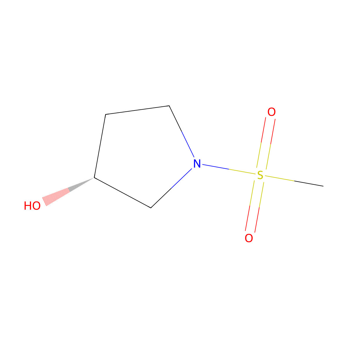 (3R)-1-methanesulfonylpyrrolidin-3-ol molecular structure, CAS 1568109-24-9