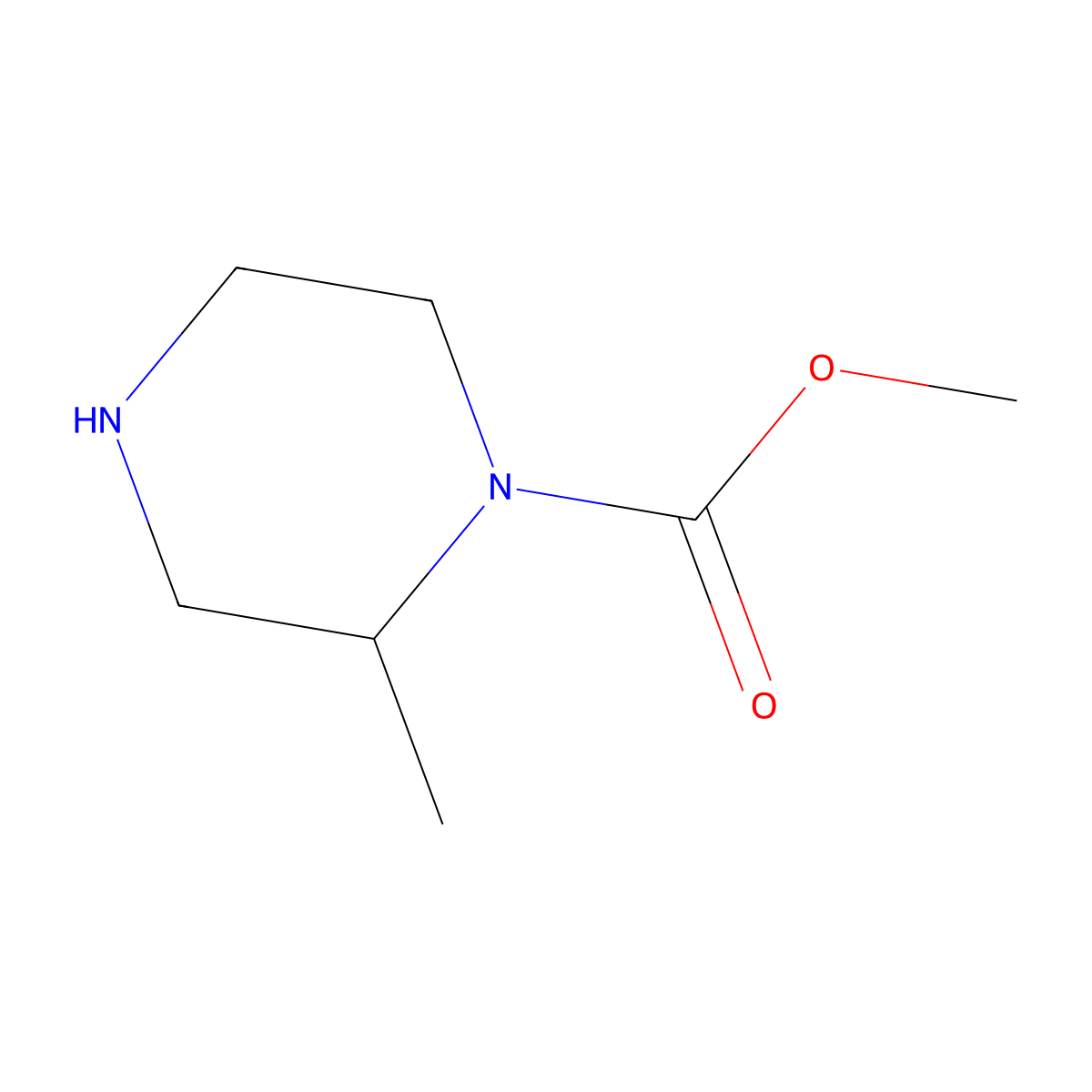 methyl (2S)-2-methylpiperazine-1-carboxylate molecular structure, CAS 1568126-93-1