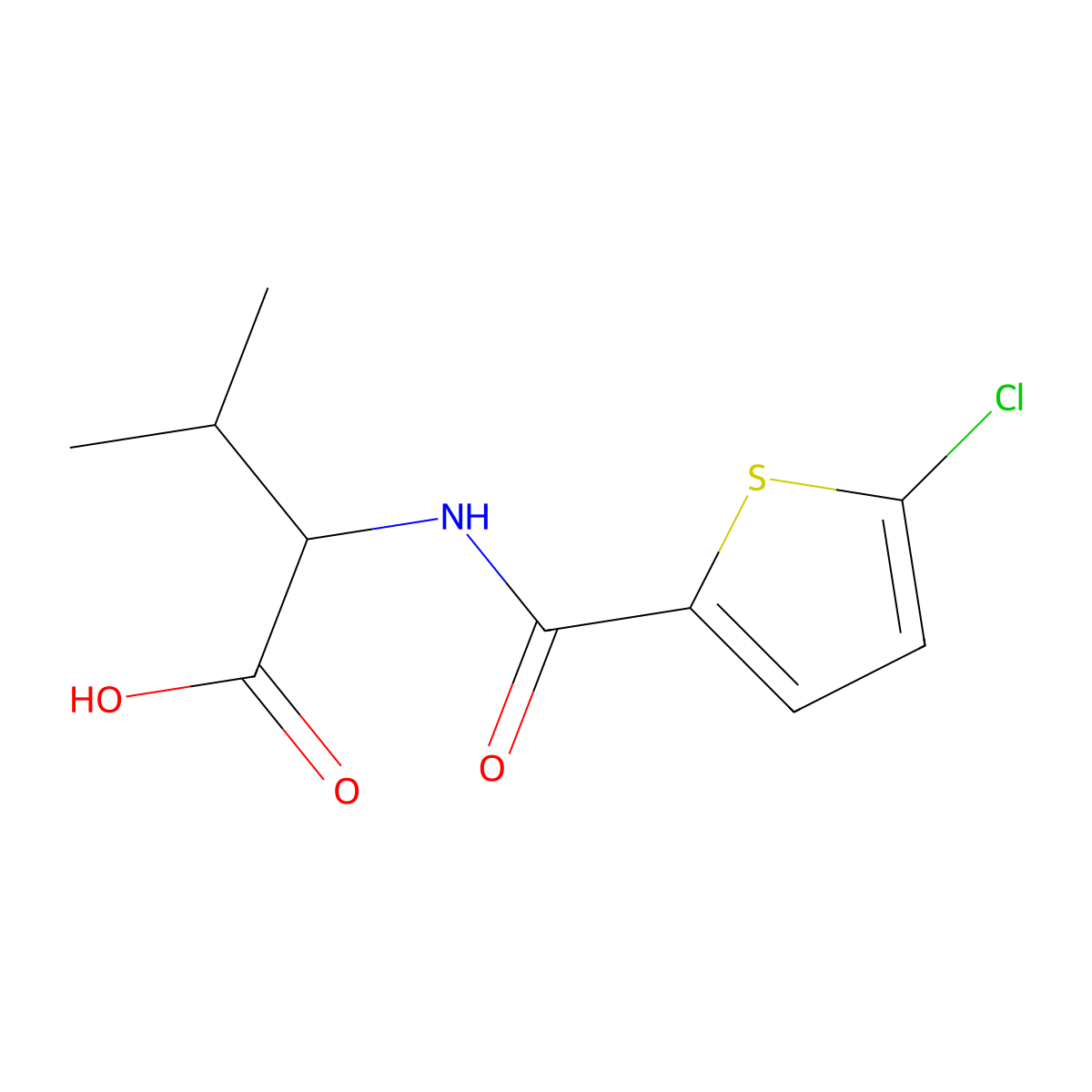 (2R)-2-[(5-chlorothiophen-2-yl)formamido]-3-methylbutanoic acid molecular structure, CAS 1568148-38-8