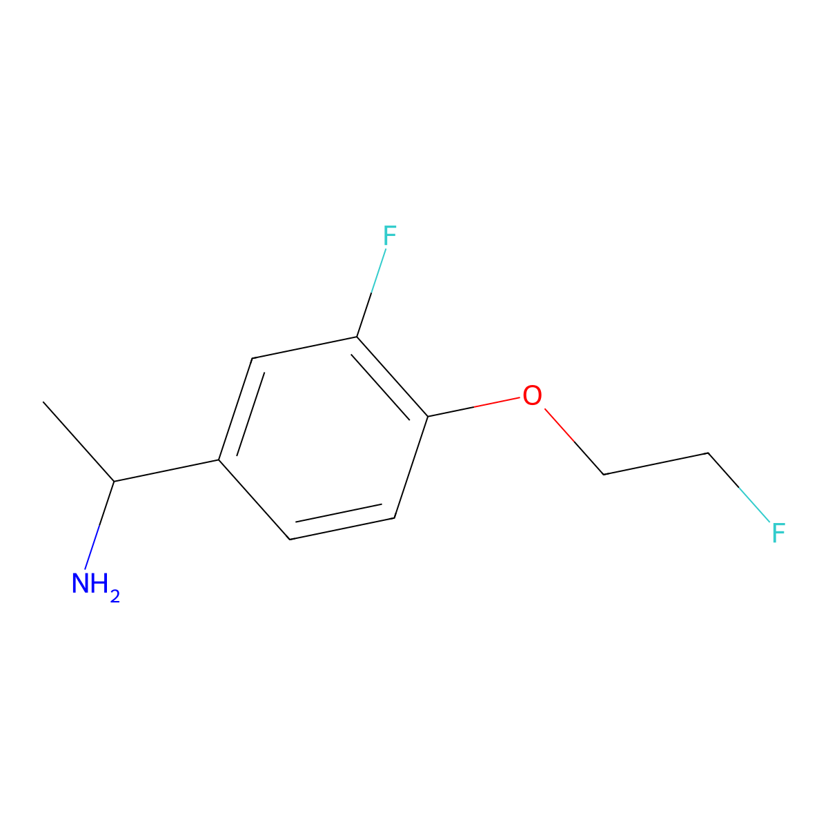 (1R)-1-[3-fluoro-4-(2-fluoroethoxy)phenyl]ethan-1-amine molecular structure, CAS 1568153-30-9