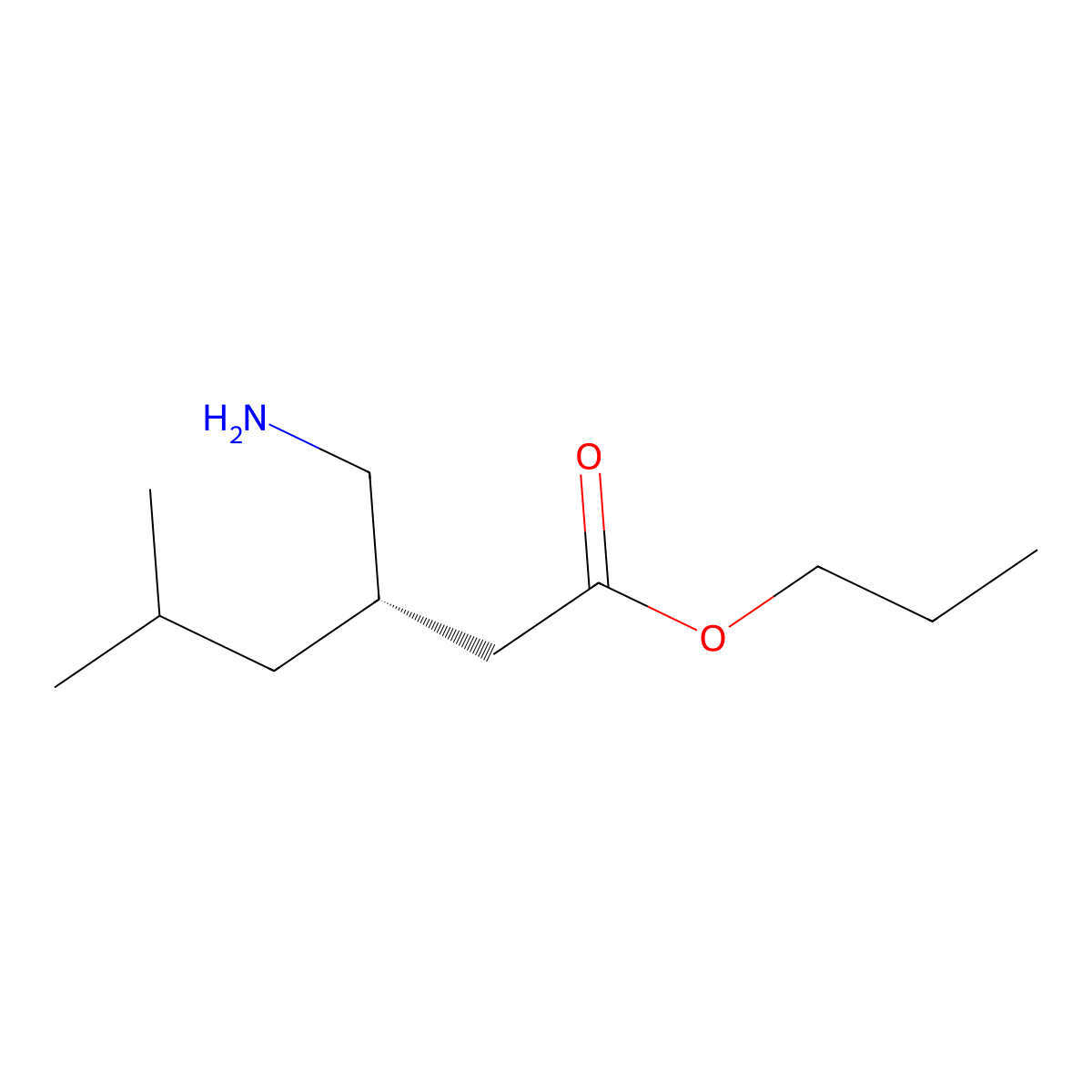 propyl (3S)-3-(aminomethyl)-5-methylhexanoate molecular structure, CAS 1568189-50-3