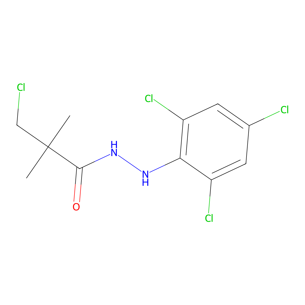 3-chloro-2,2-dimethyl-N'-(2,4,6-trichlorophenyl)propanehydrazide molecular structure, CAS 156819-61-3