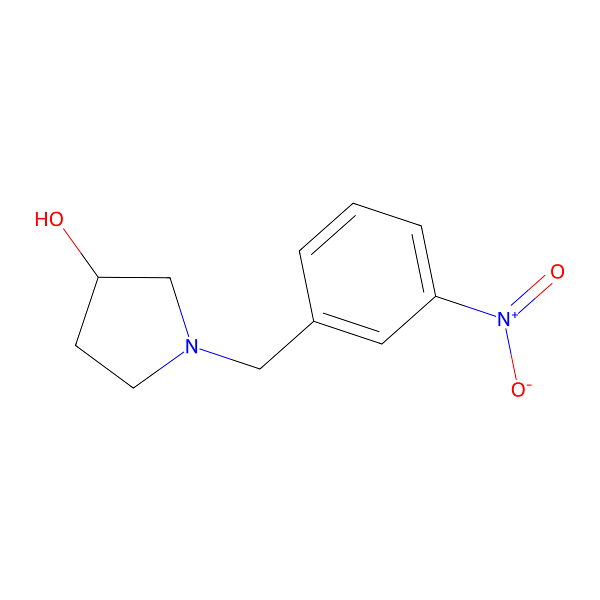 (3S)-1-((3-nitrophenyl)methyl)pyrrolidin-3-ol molecular structure, CAS 1568191-65-0