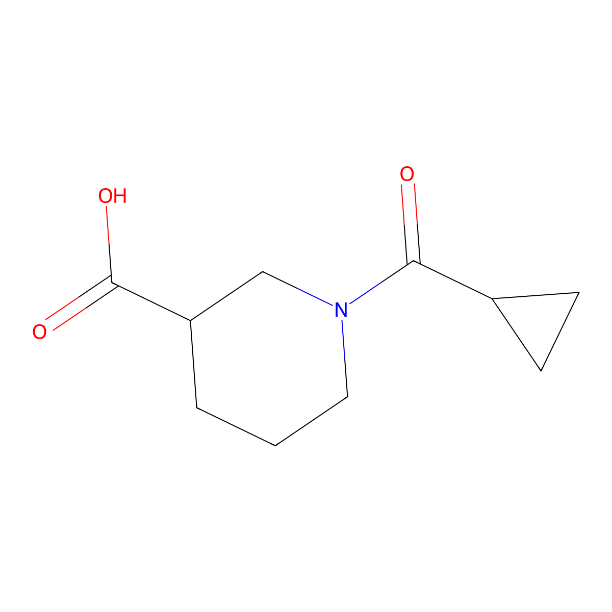 (3S)-1-cyclopropanecarbonylpiperidine-3-carboxylic acid molecular structure, CAS 1568196-78-0