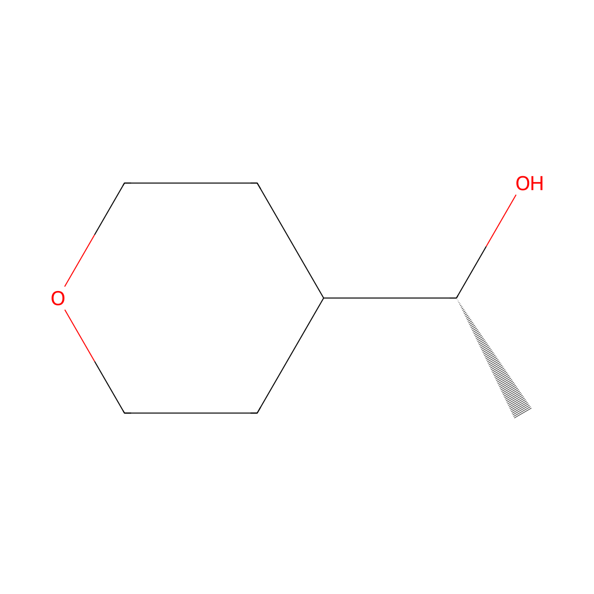 (1R)-1-(oxan-4-yl)ethan-1-ol molecular structure, CAS 1568198-40-2