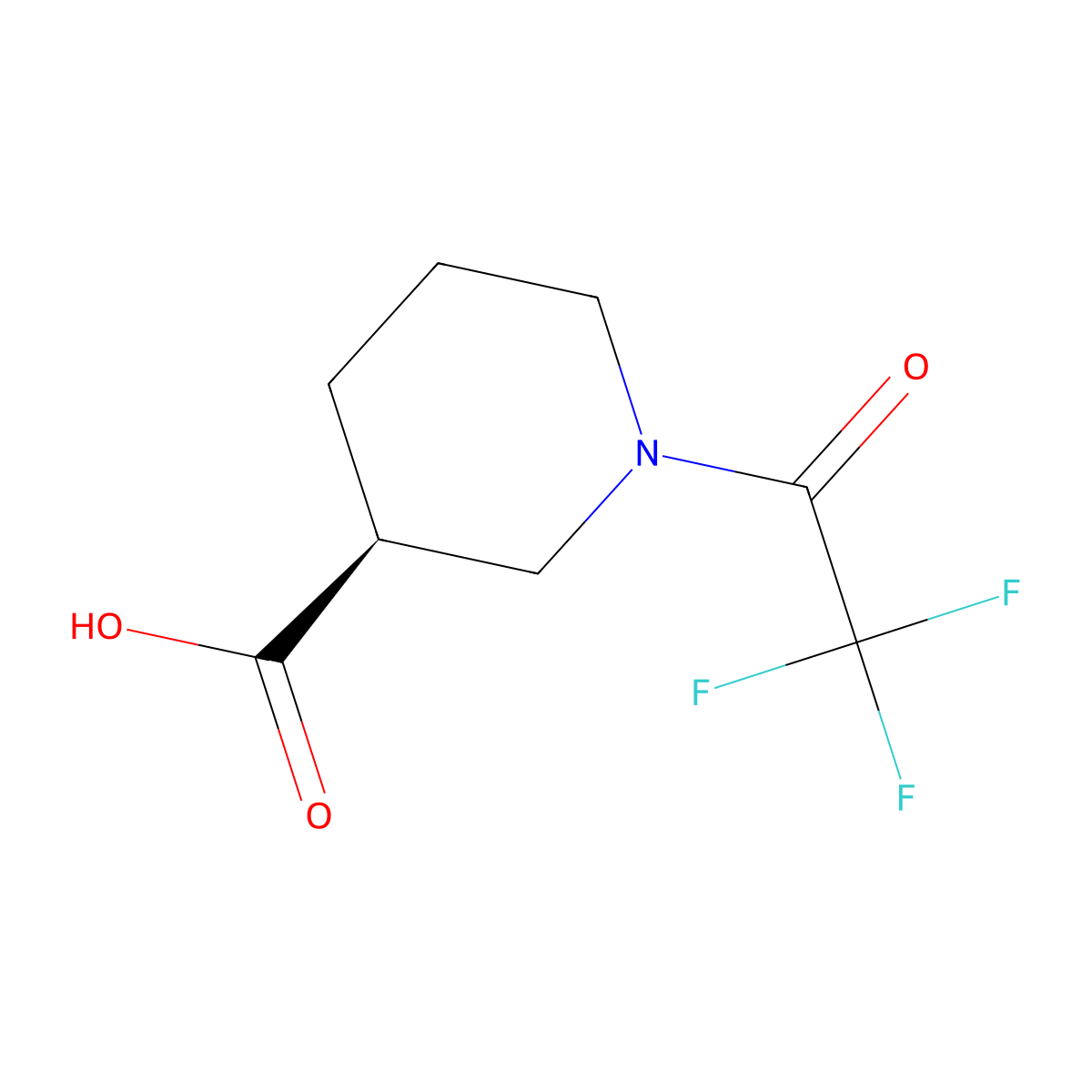(3S)-1-(trifluoroacetyl)piperidine-3-carboxylic acid molecular structure, CAS 1568204-35-2
