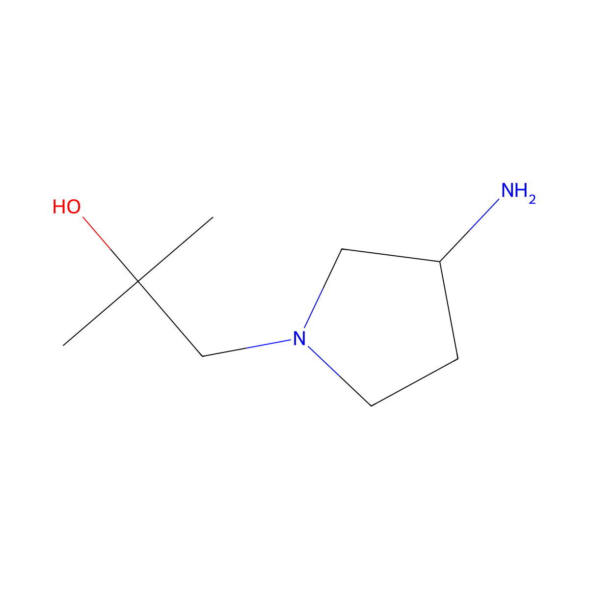 1-[(3S)-3-aminopyrrolidin-1-yl]-2-methylpropan-2-ol molecular structure, CAS 1568206-90-5