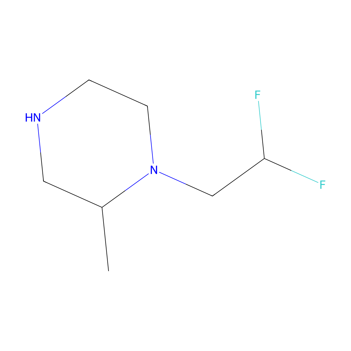 (2R)-1-(2,2-difluoroethyl)-2-methylpiperazine molecular structure, CAS 1568211-05-1