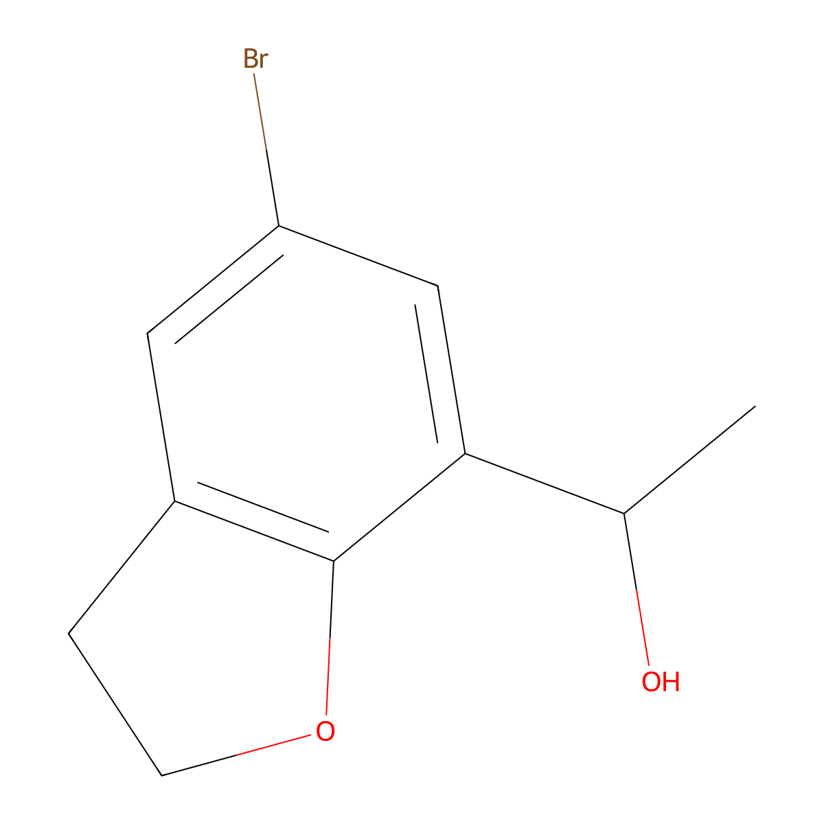 (1S)-1-(5-bromo-2,3-dihydro-1-benzofuran-7-yl)ethan-1-ol molecular structure, CAS 1568216-96-5