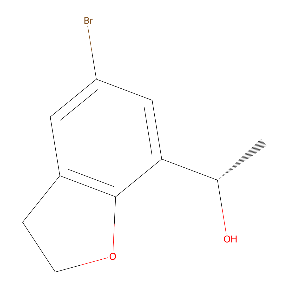 (1S)-1-(5-bromo-2,3-dihydro-1-benzofuran-7-yl)ethan-1-ol molecular structure, CAS 1568216-96-5