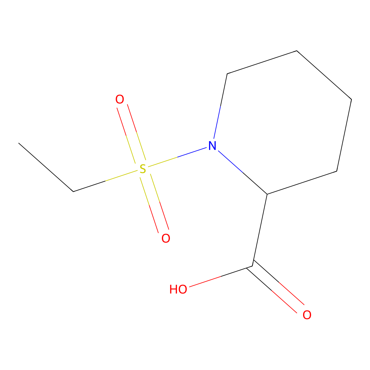 (2R)-1-(ethanesulfonyl)piperidine-2-carboxylic acid molecular structure, CAS 1568237-10-4