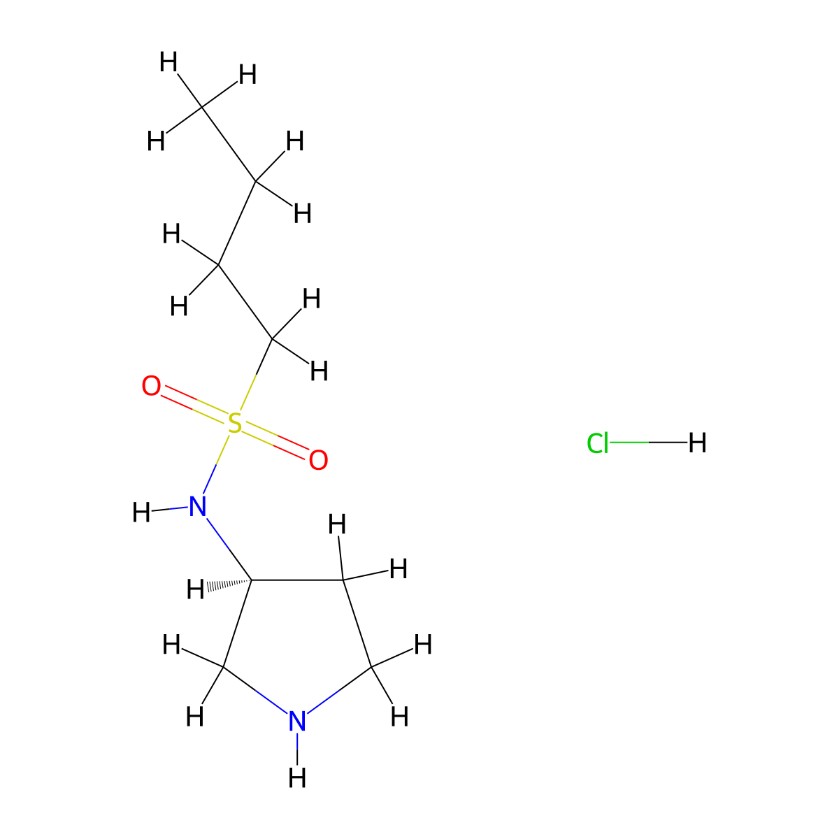 (S)-N-(pyrrolidin-3-yl)butane-1-sulfonamide hydrochloride molecular structure, CAS 1568240-47-0