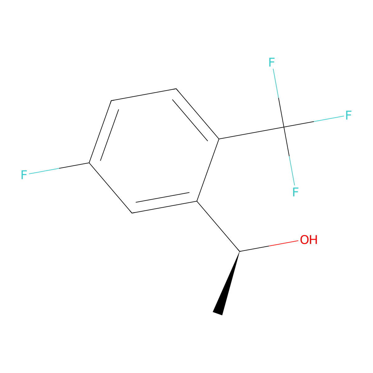 (1S)-1-(5-fluoro-2-(trifluoromethyl)phenyl)ethan-1-ol molecular structure, CAS 1568245-08-8