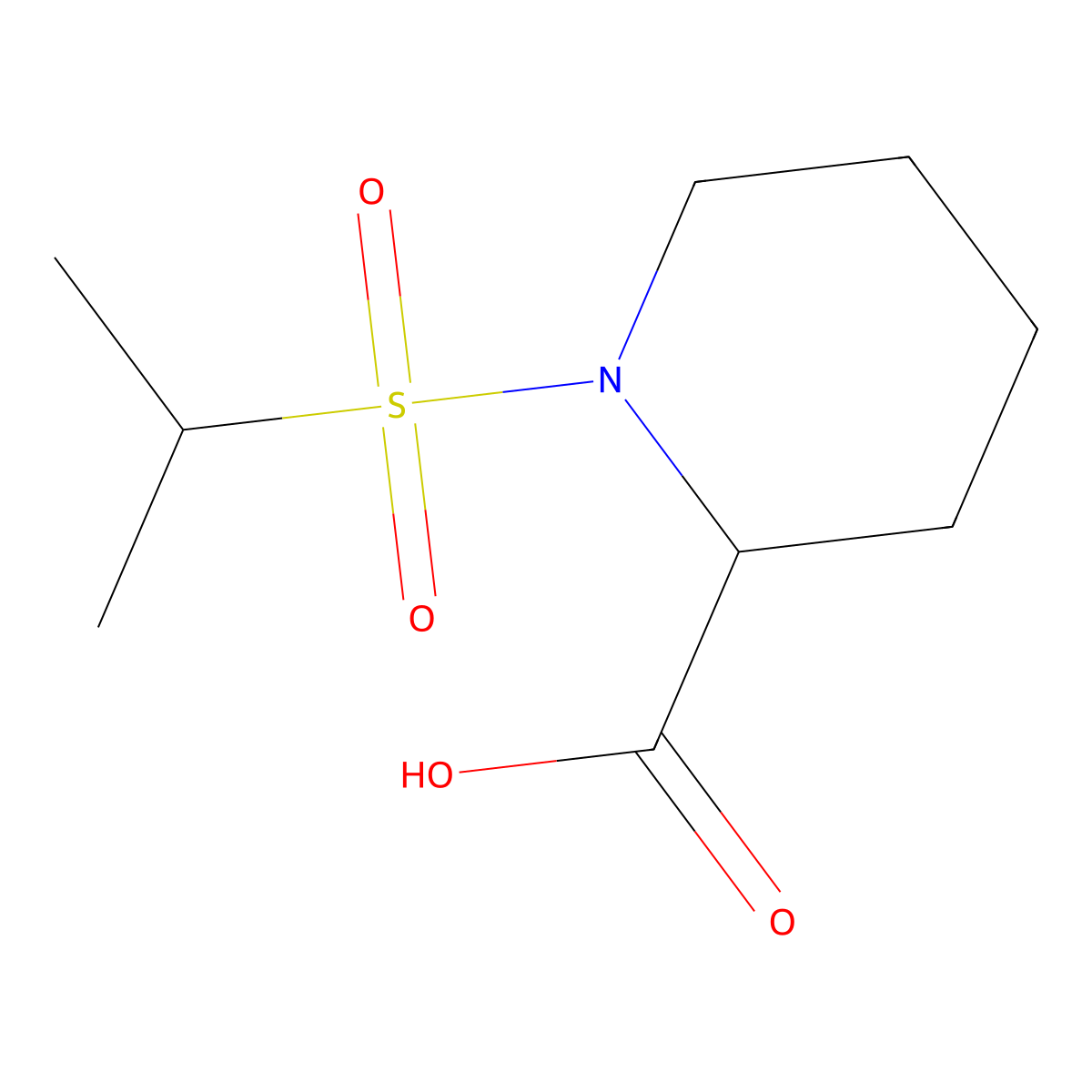 (2R)-1-(propane-2-sulfonyl)piperidine-2-carboxylic acid molecular structure, CAS 1568255-47-9