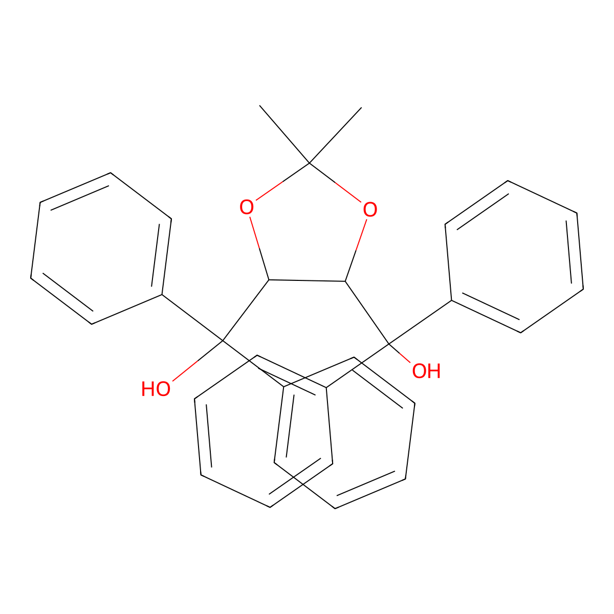 [5-[Hydroxy(diphenyl)methyl]-2,2-dimethyl-1,3-dioxolan-4-yl]-diphenylmethanol molecular structure, CAS 156826-45-8