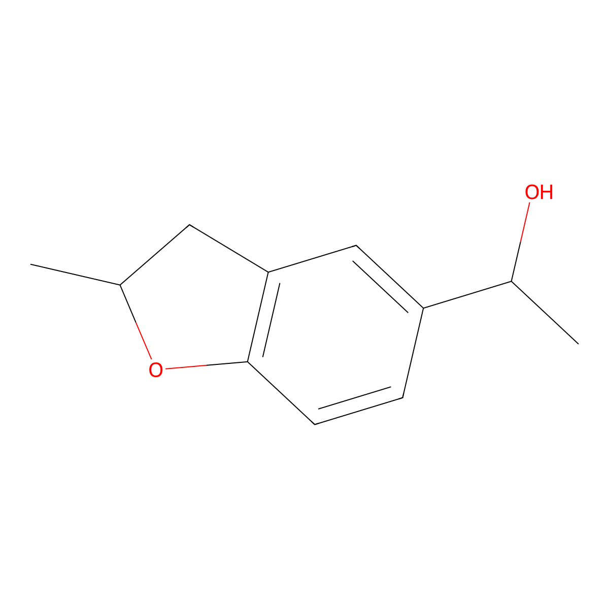 (1S)-1-(2-methyl-2,3-dihydro-1-benzofuran-5-yl)ethan-1-ol molecular structure, CAS 1568396-95-1