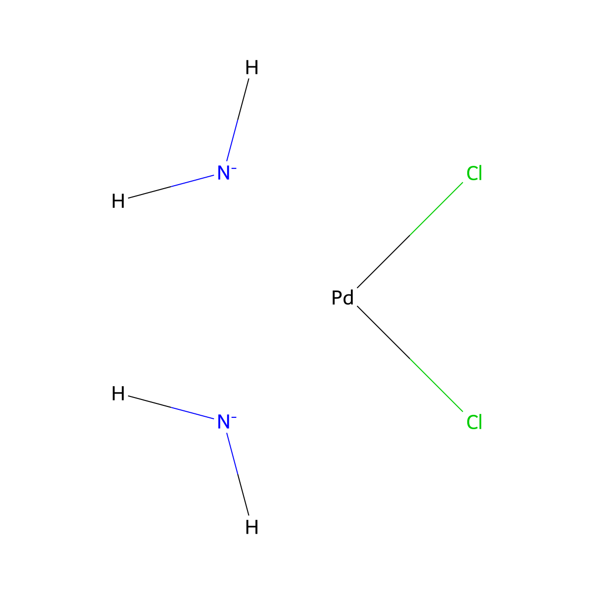 Palladium ammine chloride molecular structure, CAS 15684-18-1