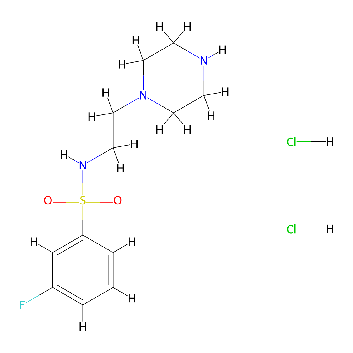 3-fluoro-N-[2-(piperazin-1-yl)ethyl]benzene-1-sulfonamide dihydrochloride molecular structure, CAS 1568583-20-9