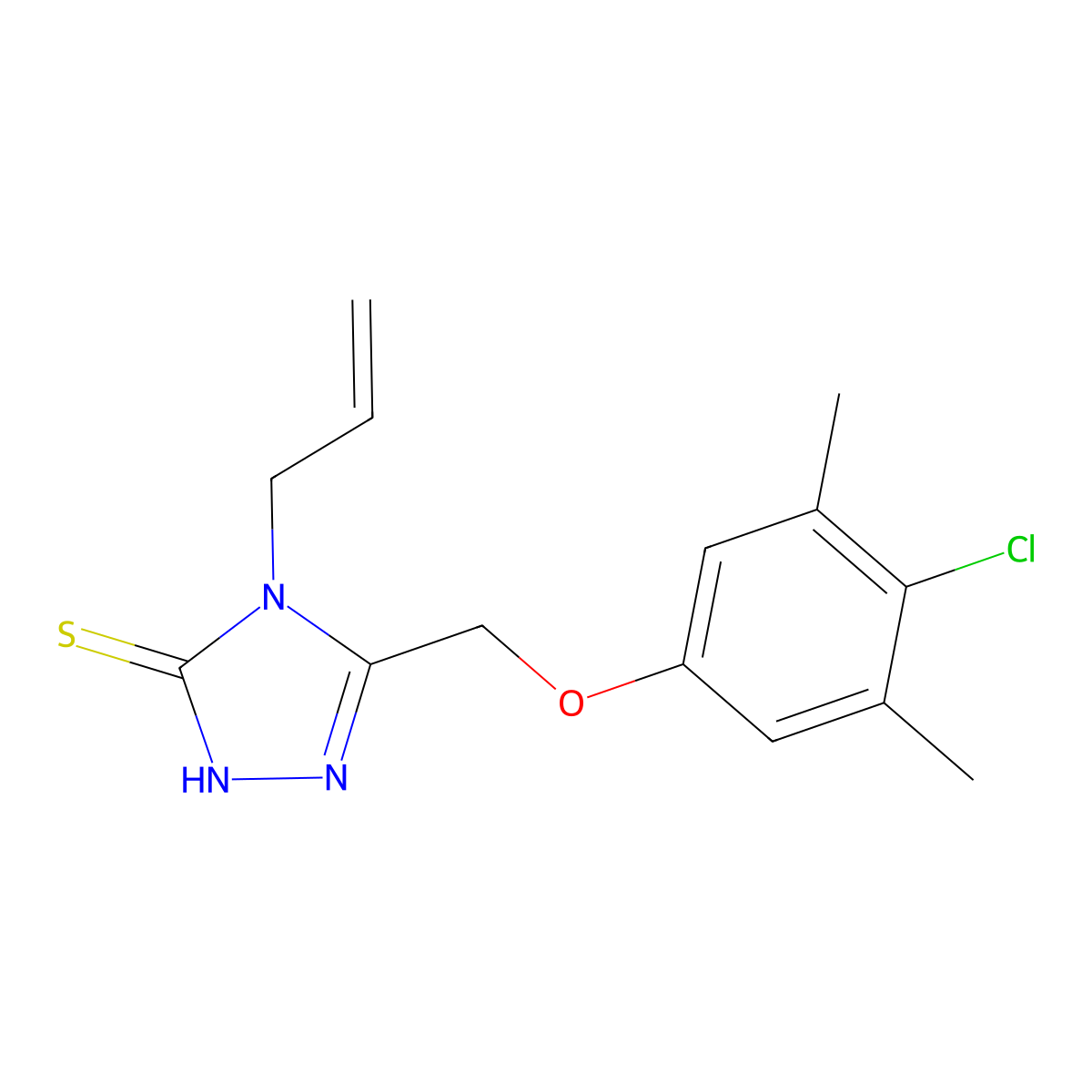 4-allyl-5-[(4-chloro-3,5-dimethylphenoxy)methyl]-4H-1,2,4-triazole-3-thiol molecular structure, CAS 156867-75-3