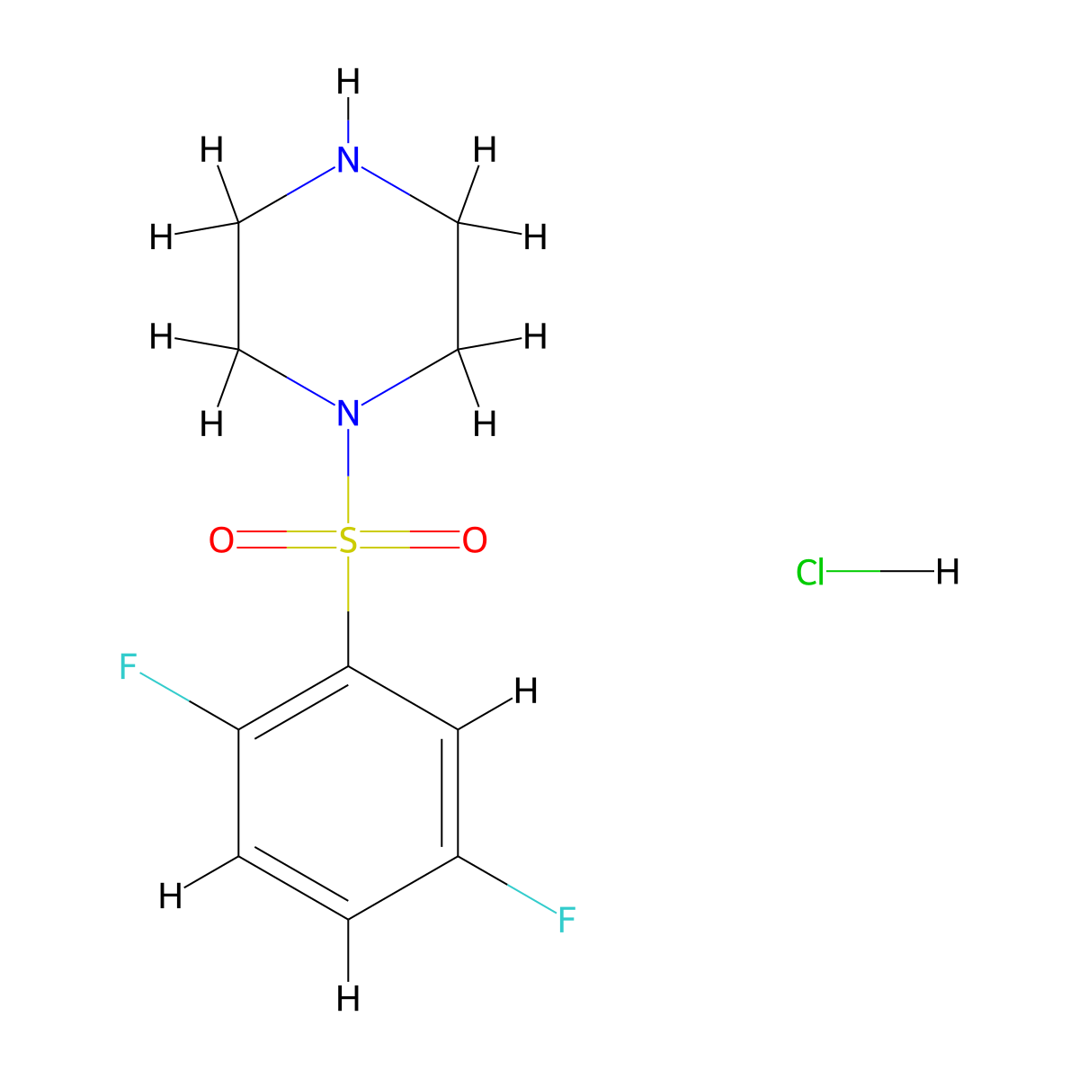 1-(2,5-Difluorobenzenesulfonyl)piperazine hydrochloride molecular structure, CAS 1568672-93-4
