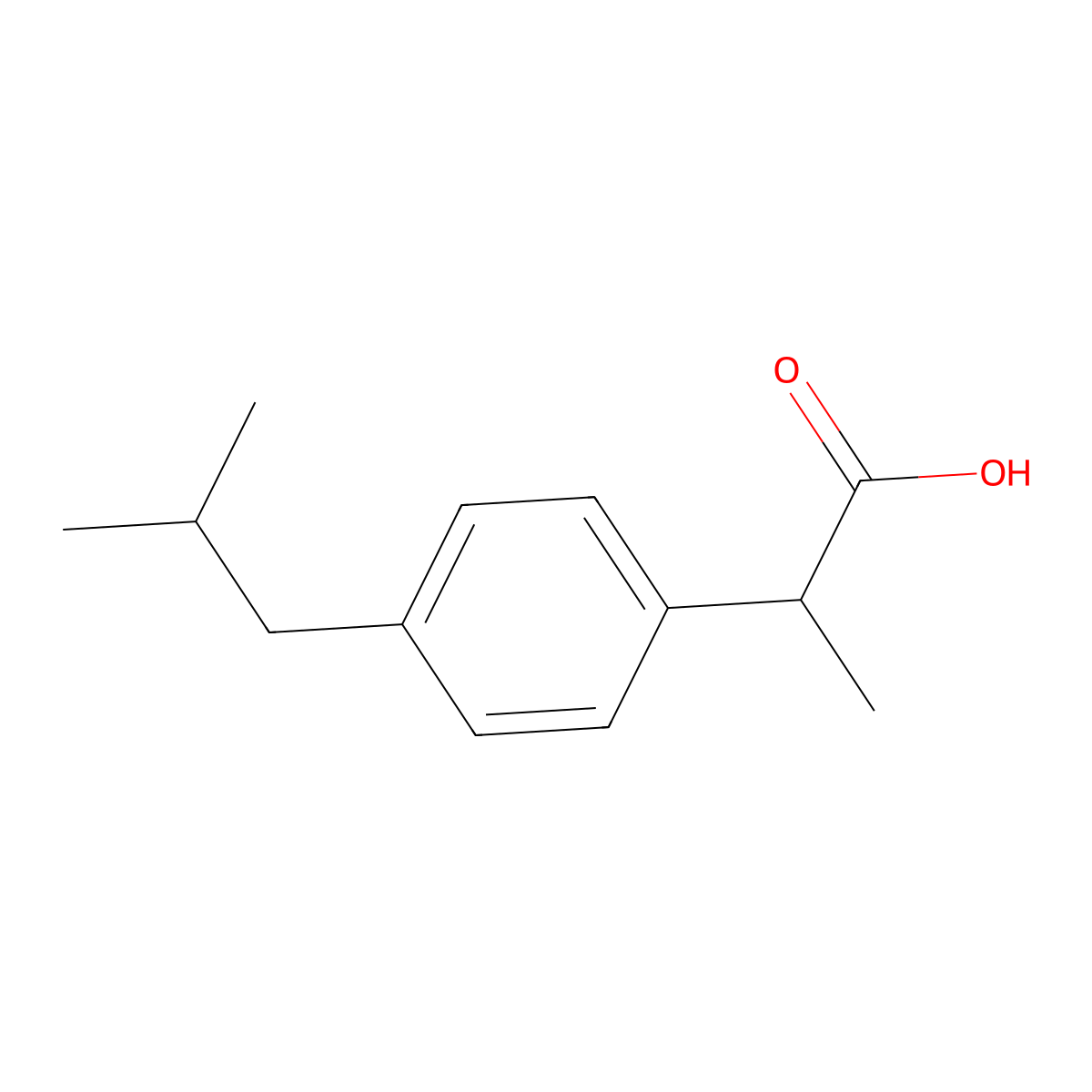 Ibuprofen, (+-)- molecular structure, CAS 15687-27-1