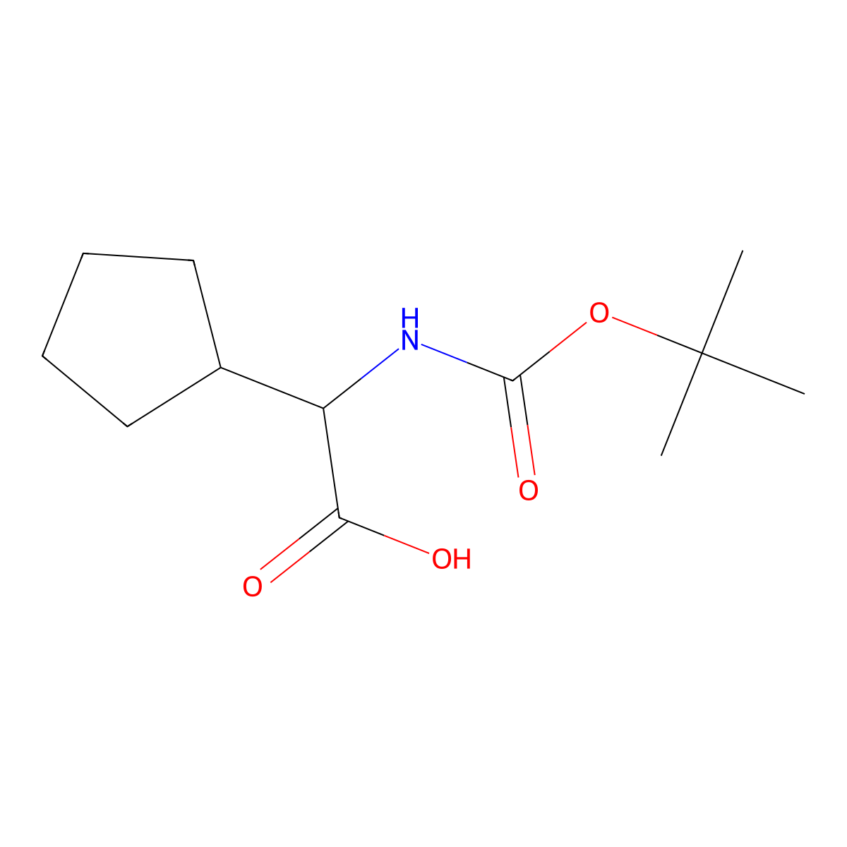 (R)-2-((tert-Butoxycarbonyl)amino)-2-cyclopentylacetic acid molecular structure, CAS 156881-63-9