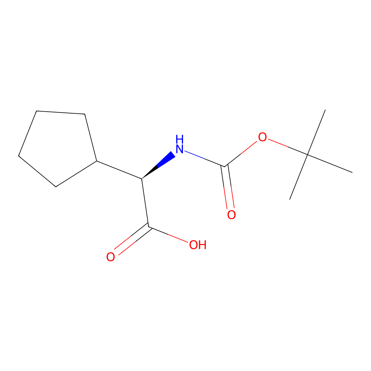 (R)-2-((tert-Butoxycarbonyl)amino)-2-cyclopentylacetic acid molecular structure, CAS 156881-63-9