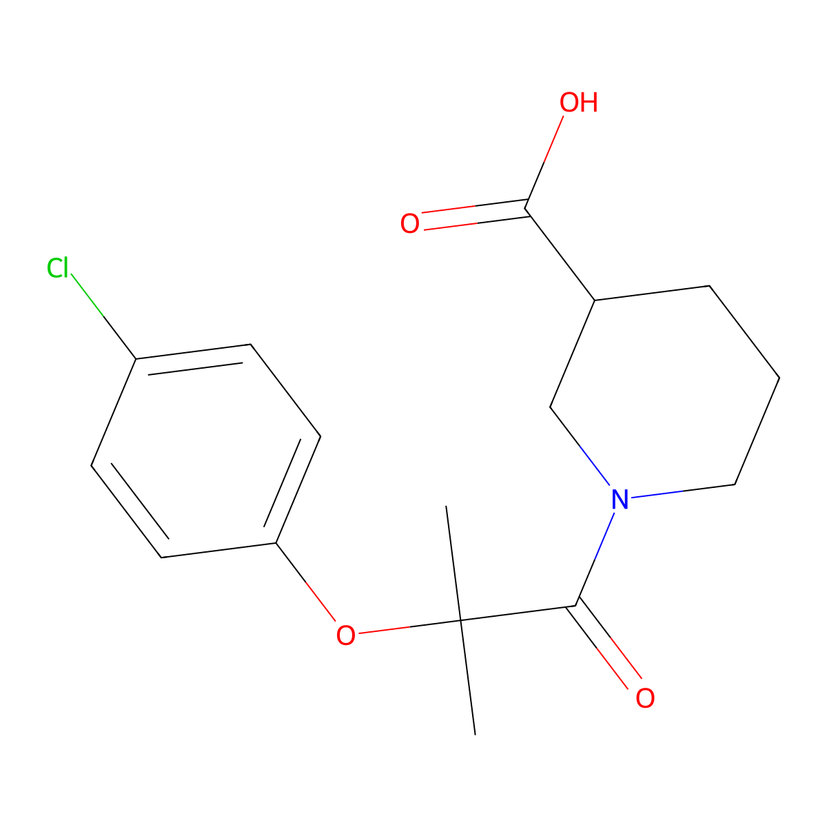 (3S)-1-[2-(4-Chlorophenoxy)-2-methylpropanoyl]piperidine-3-carboxylic acid molecular structure, CAS 1568942-32-4