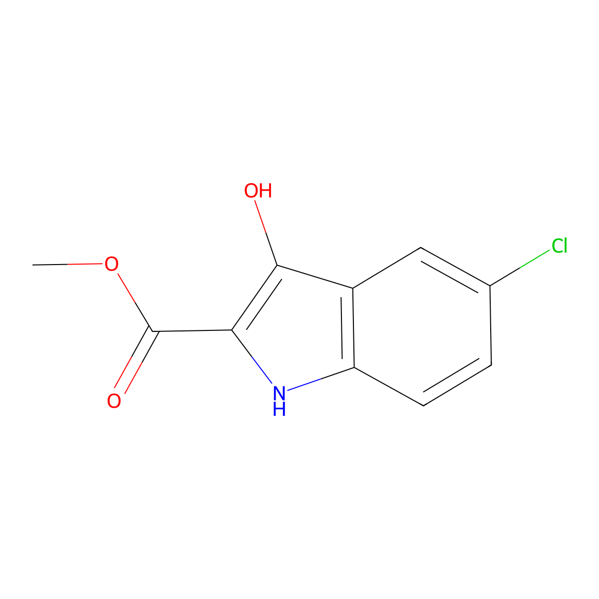Methyl 5-chloro-3-hydroxy-1H-indole-2-carboxylate molecular structure, CAS 1568944-22-8