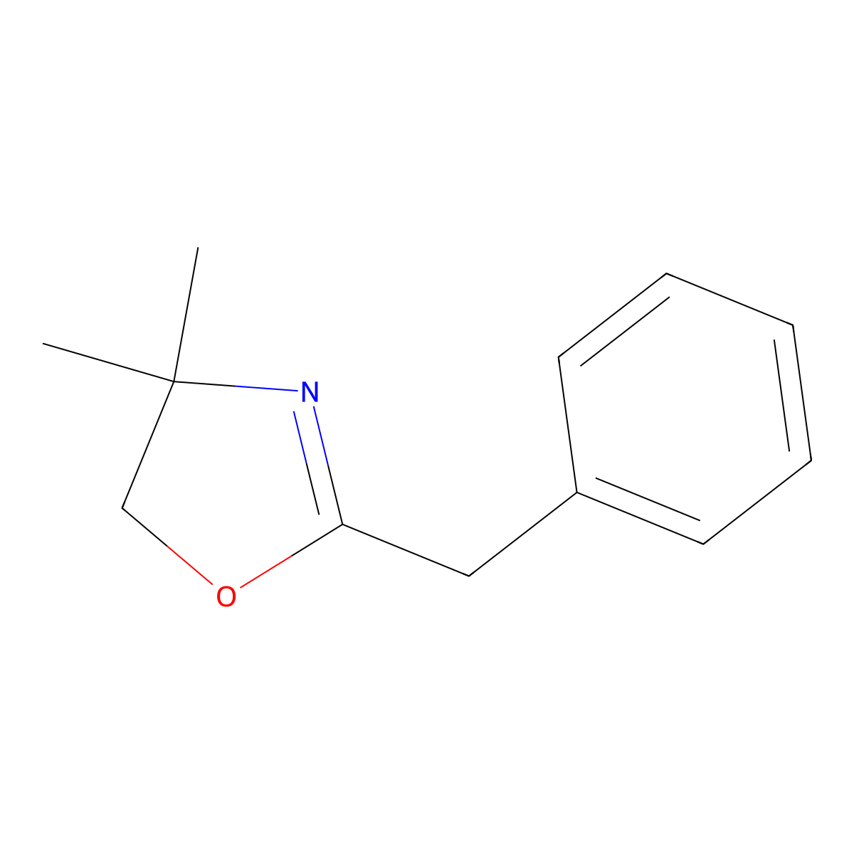 4,4-Dimethyl-2-phenylmethyl-2-oxazoline molecular structure, CAS 1569-08-0