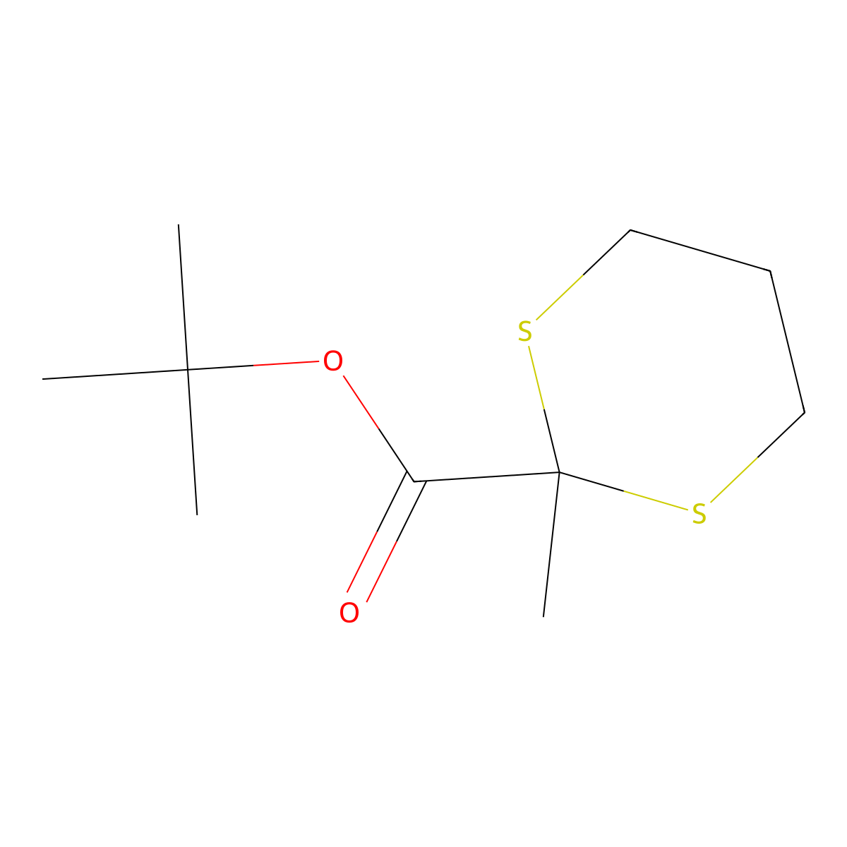 Tert-butyl 2-methyl-1,3-dithiane-2-carboxylate molecular structure, CAS 1569074-56-1