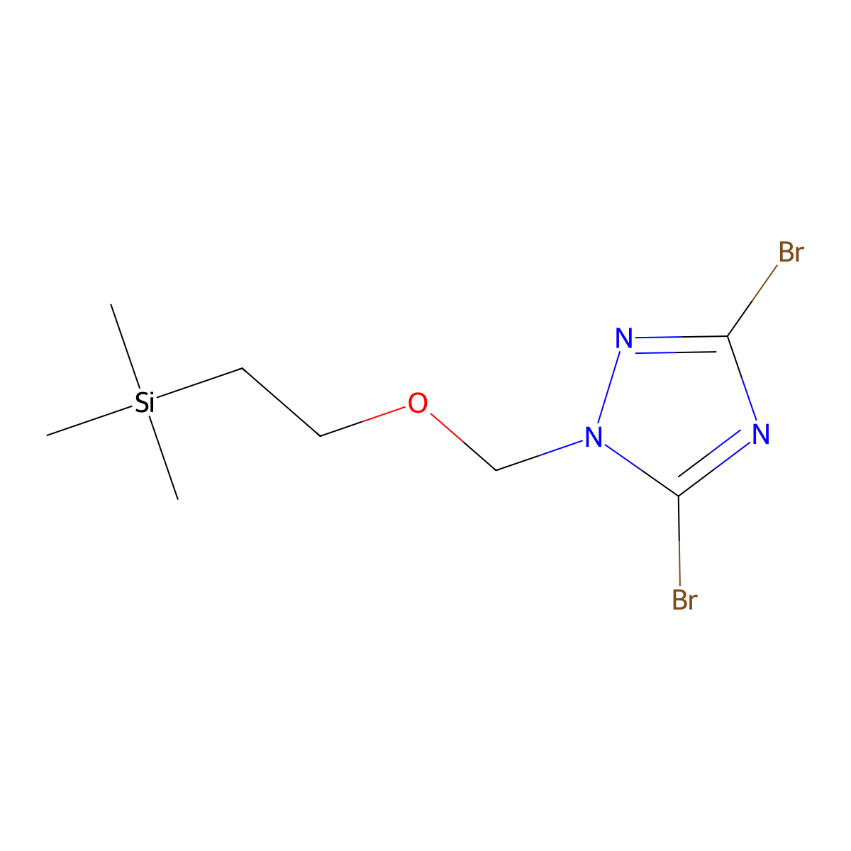 3,5-dibromo-1-((2-(trimethylsilyl)ethoxy)methyl)-1H-1,2,4-triazole molecular structure, CAS 1569084-15-6