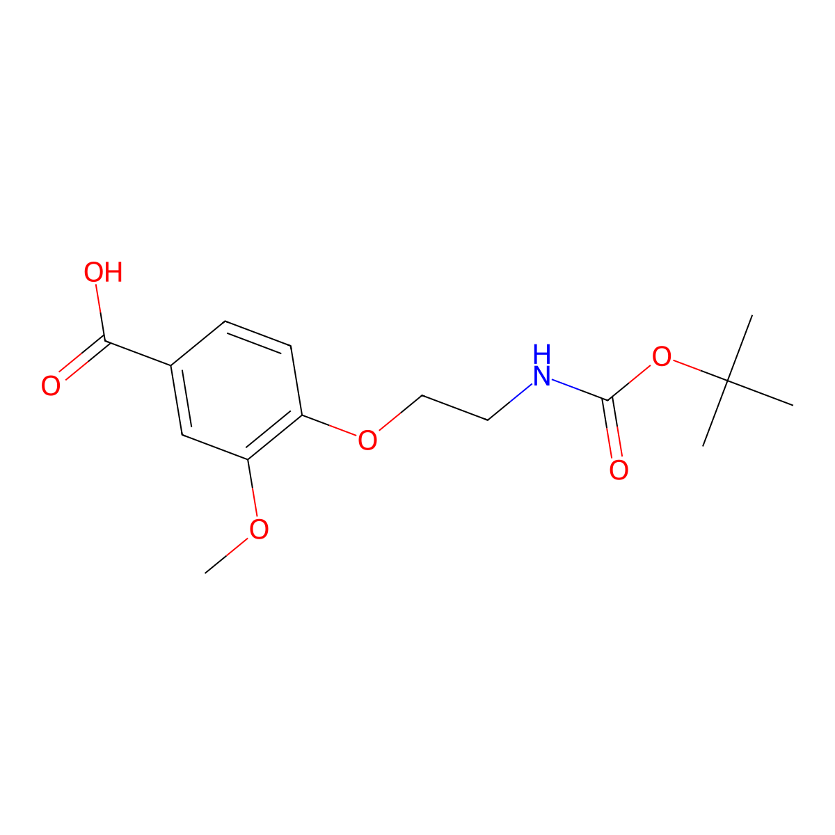 4-(2-tert-Butoxycarbonylamino-ethoxy)-3-methoxy-benzoic acid molecular structure, CAS 1569084-52-1