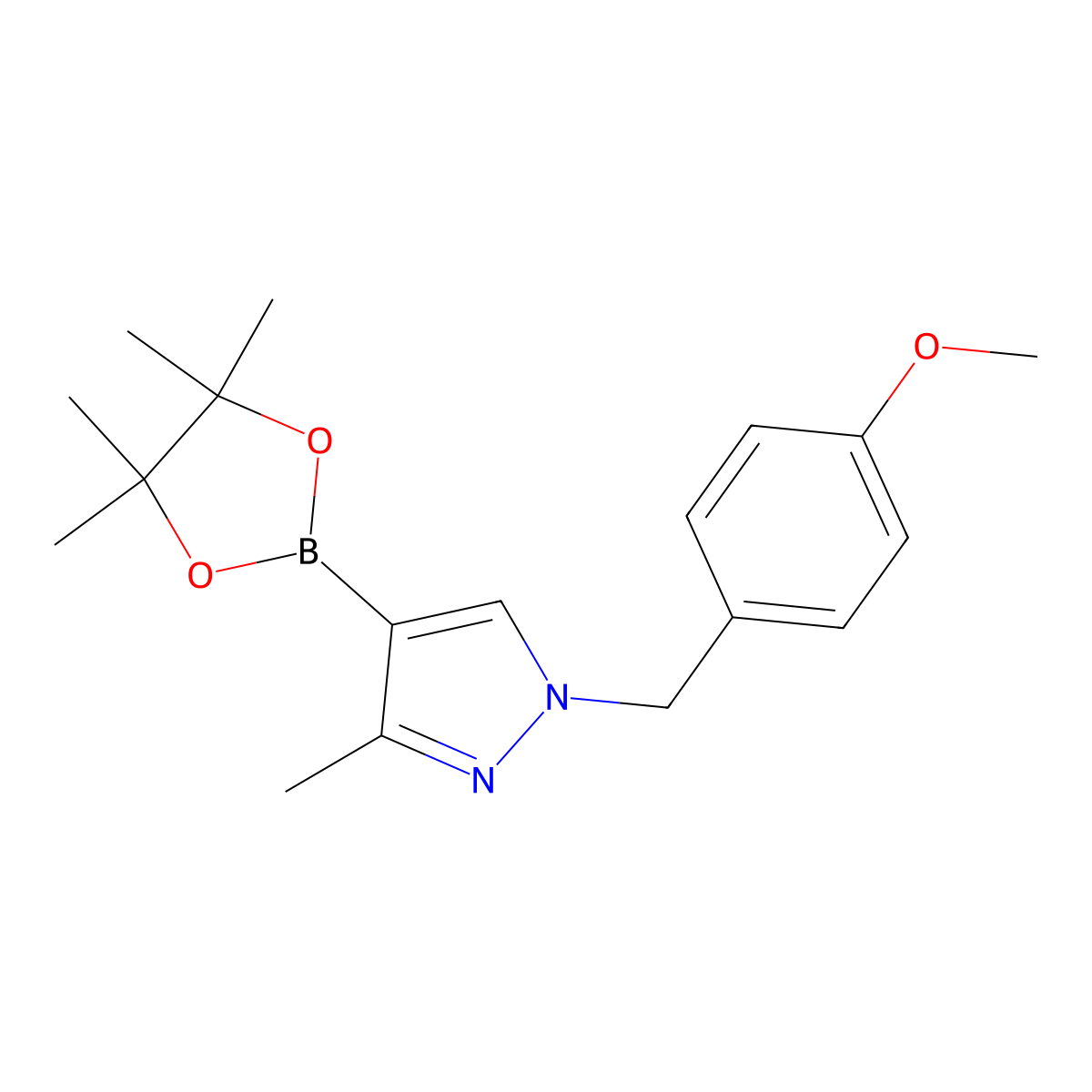 1-(4-Methoxybenzyl)-3-methyl-4-(4,4,5,5-tetramethyl-1,3,2-dioxaborolan-2-YL)-1H-pyrazole molecular structure, CAS 1569085-44-4
