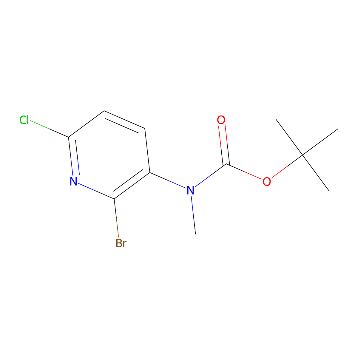 Tert-butyl (2-bromo-6-chloropyridin-3-yl)(methyl)carbamate molecular structure, CAS 1569089-46-8