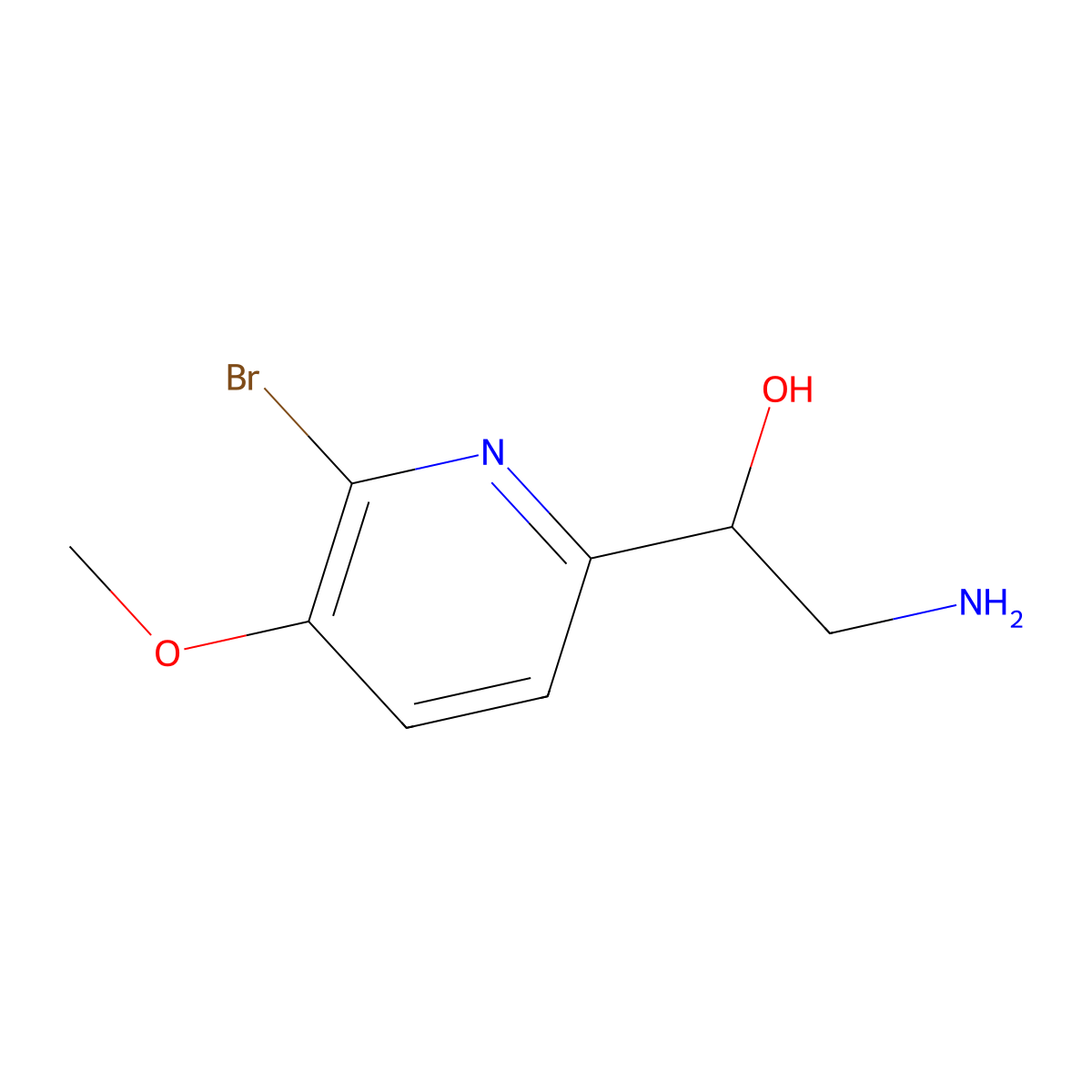 2-Amino-1-(6-bromo-5-methoxypyridin-2-yl)ethanol molecular structure, CAS 1569089-72-0